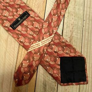 Ermenegildo Zegna Mens Neck Tie Copper Orange Geometric Abstract 100% Silk Italy